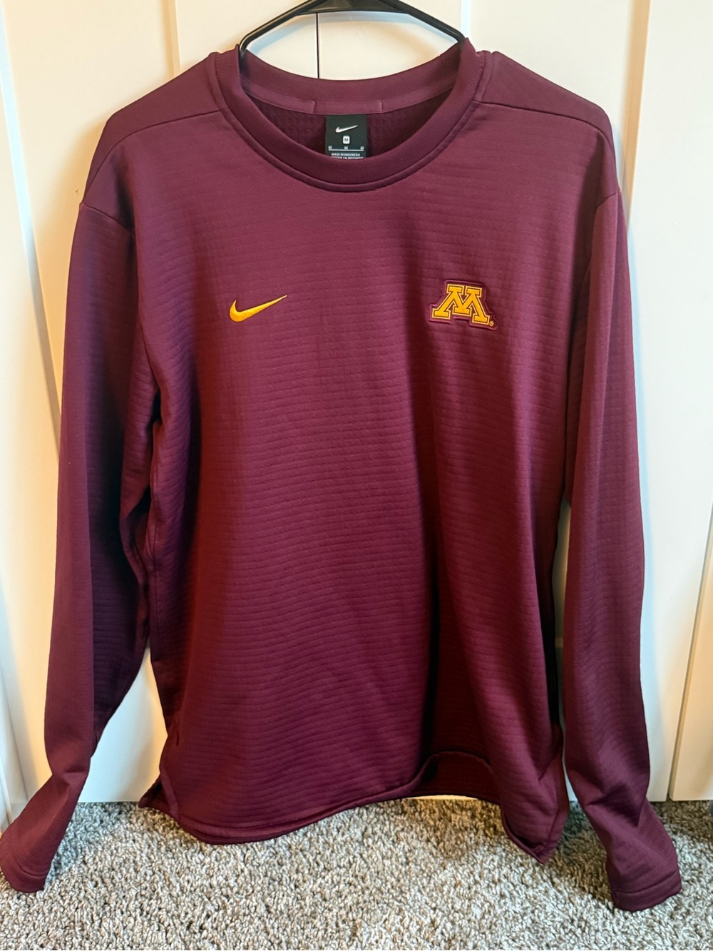 Nike Maroon Long-Sleeve Crewneck with Gold University Logo
